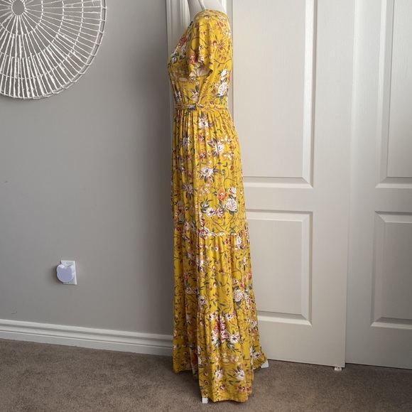 Love Kuza - Yellow & Floral Tiered Maxi Dress - Picture 4 of 7